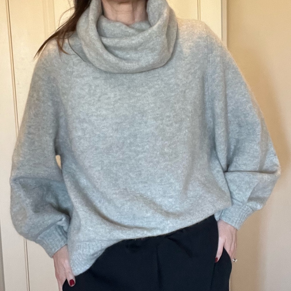 Aritzia Babaton Light Gray Cowl Neck Mohair and Wool Sweater - Picture 7 of 10